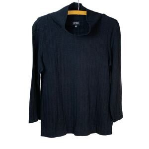 Jones New York Black Delicate Cable Knit Funnel Neck Knit Sweater Size M NWOT